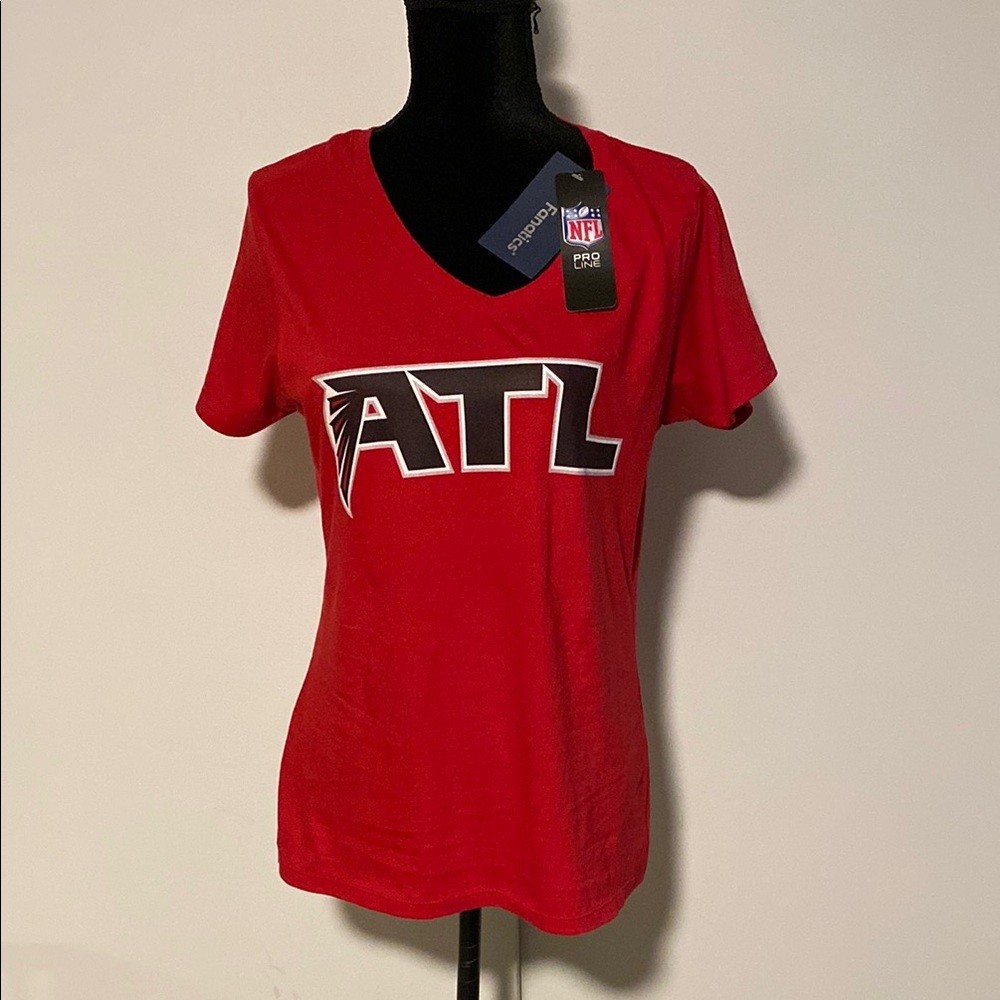 NFL Women's Red V-Neck Top-Atlanta Falcons